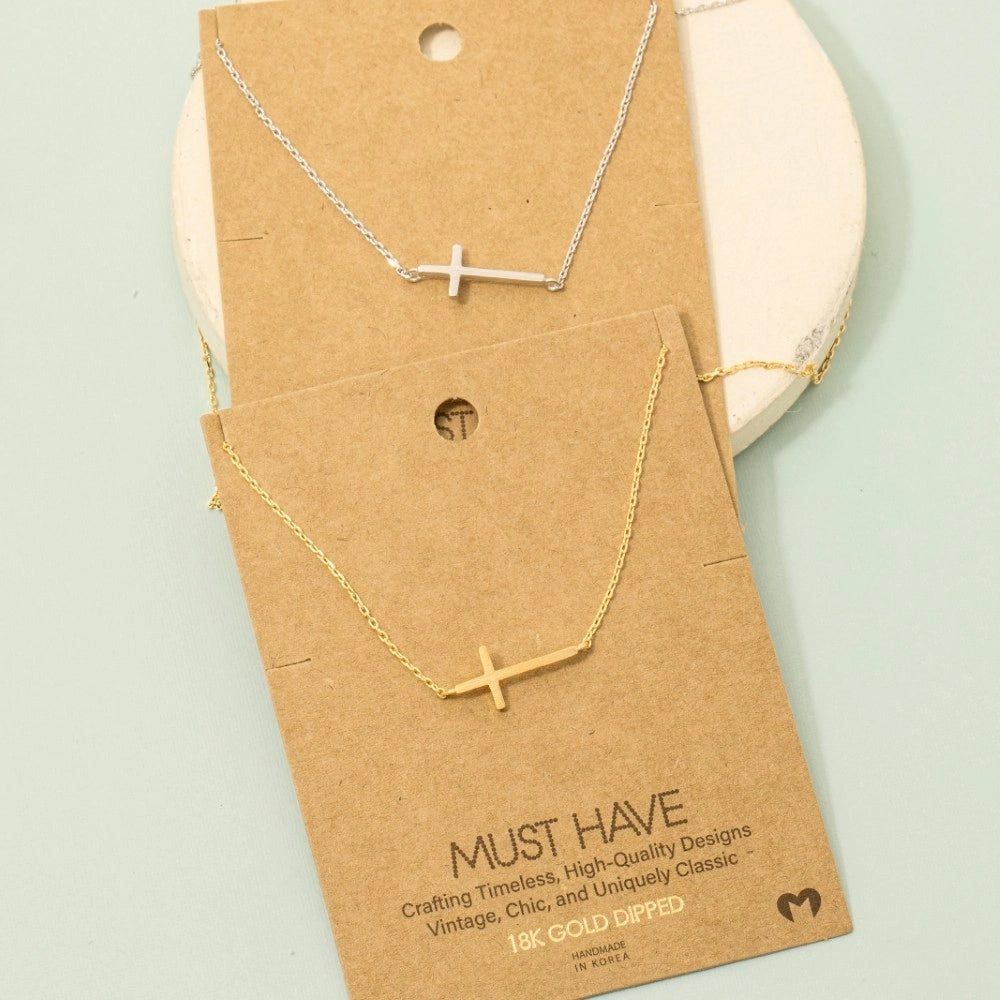Side Cross Pendant Necklace (FINAL SALE)