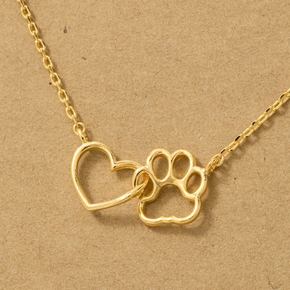 Heart & Paw Print Cutout Pendant Necklace (FINAL SALE)