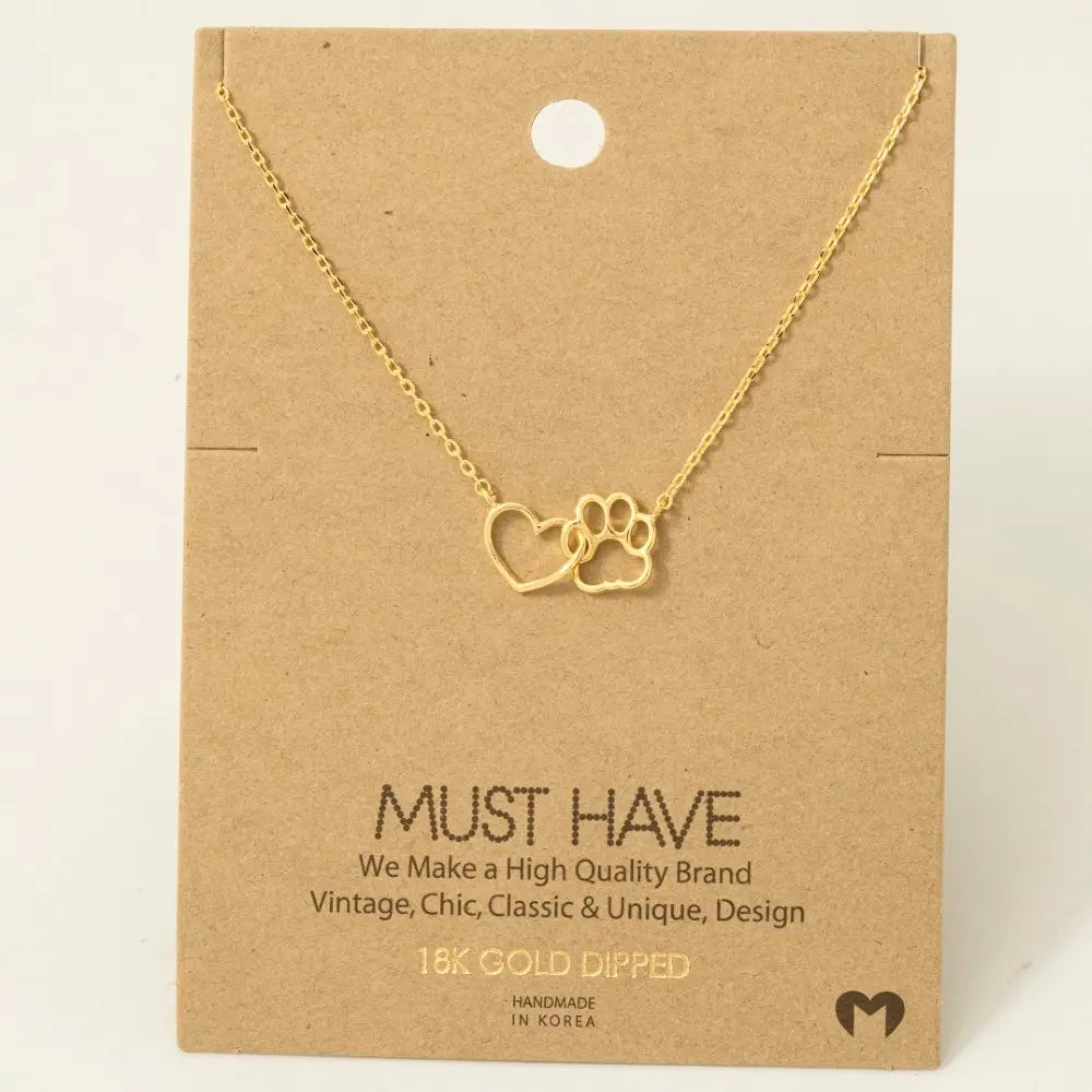 Heart & Paw Print Cutout Pendant Necklace (FINAL SALE)