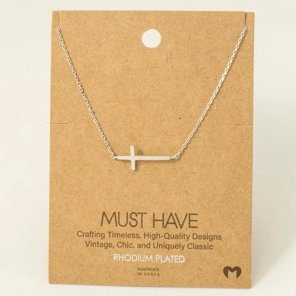 Side Cross Pendant Necklace (FINAL SALE)
