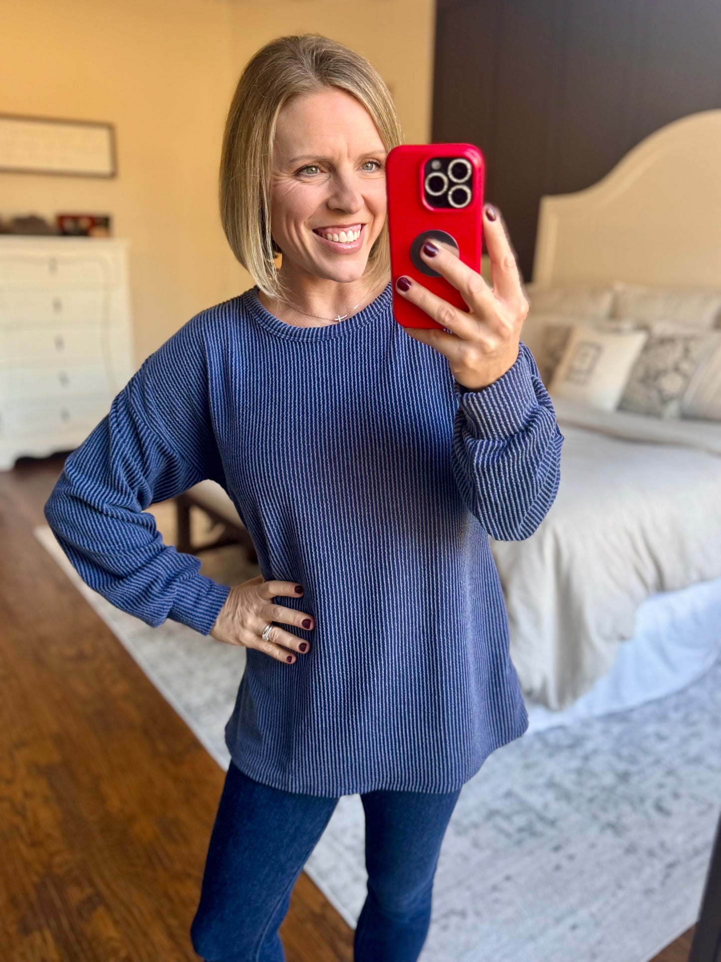 Navy Ribbed Pullover