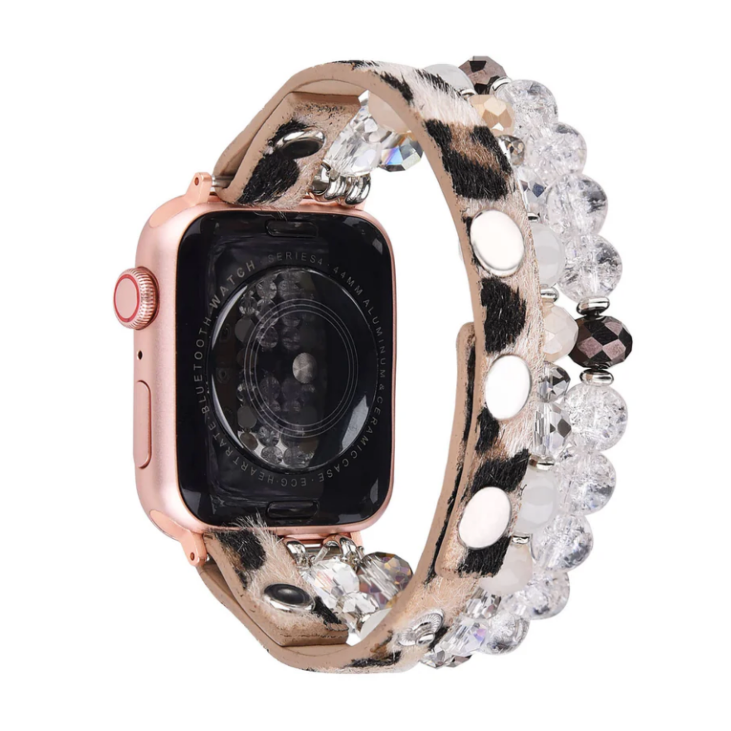 Leopard Leather & Crystal Apple Watch Band (FINAL SALE)
