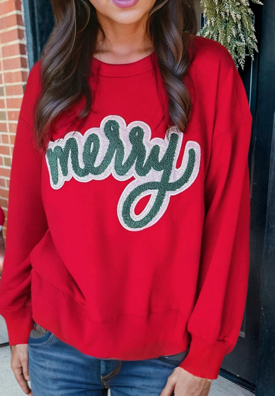 Merry Script Christmas Sweatshirt