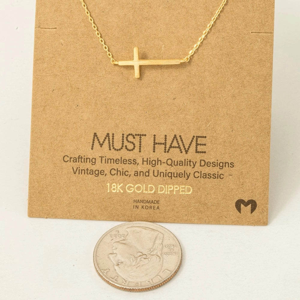Side Cross Pendant Necklace (FINAL SALE)