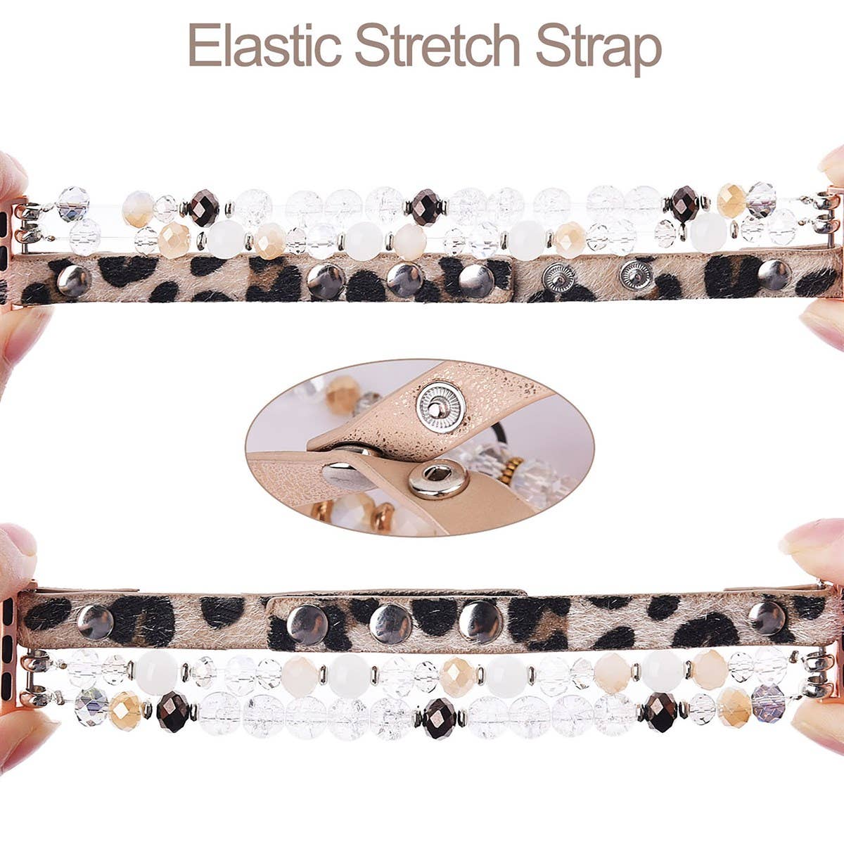 Leopard Leather & Crystal Apple Watch Band (FINAL SALE)
