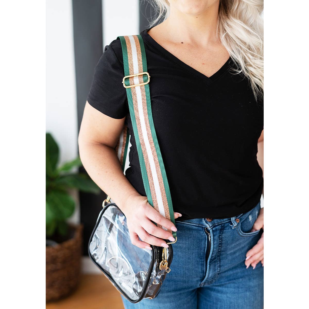 Green & Bronze Stripe | Crossbody Strap (FINAL SALE)