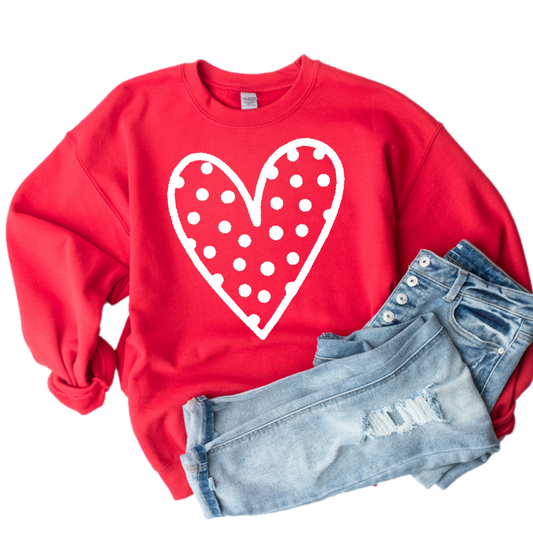 Valentine Polkadot Heart Sweatshirt