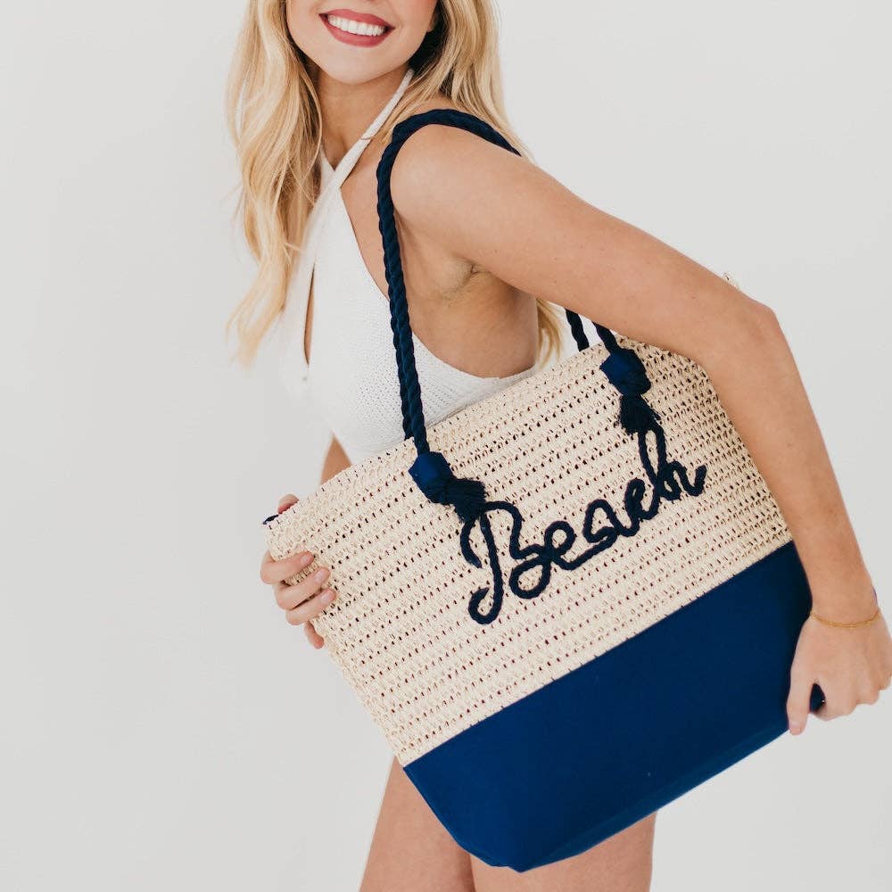 Beach Bum Raffia Tote Bag