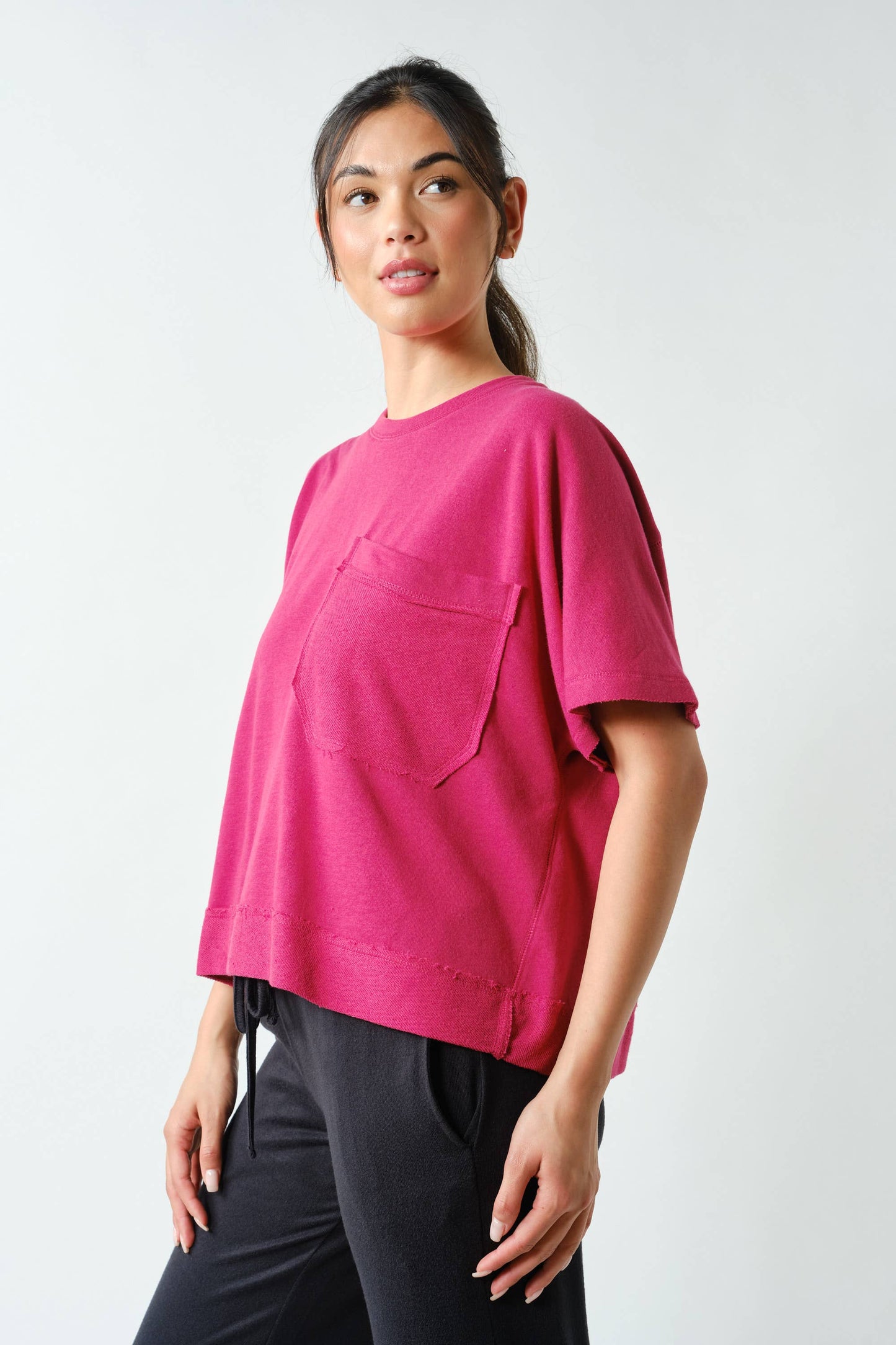 Offset Raw Edge Pocket Tee