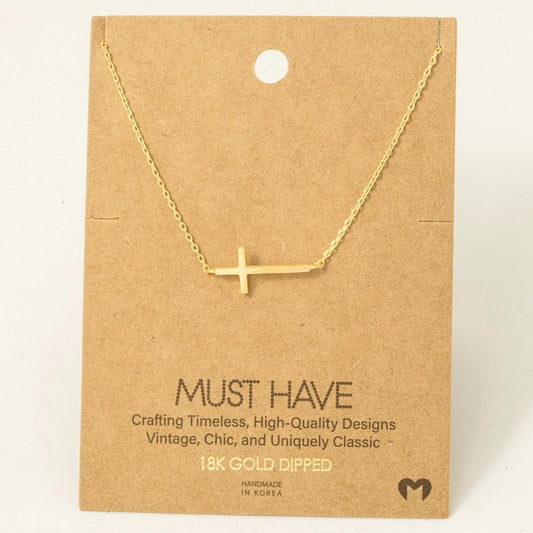 Side Cross Pendant Necklace (FINAL SALE)