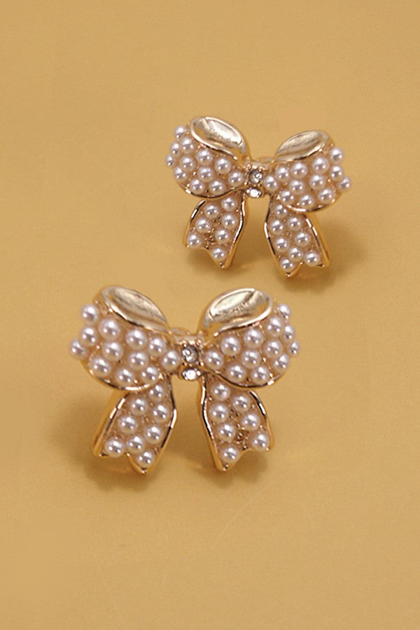 Mini Pearl Bow Studs