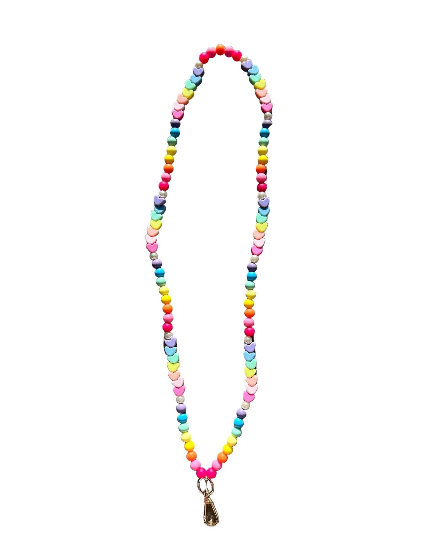 Colorful Beaded Teacher Lanyard with Hearts