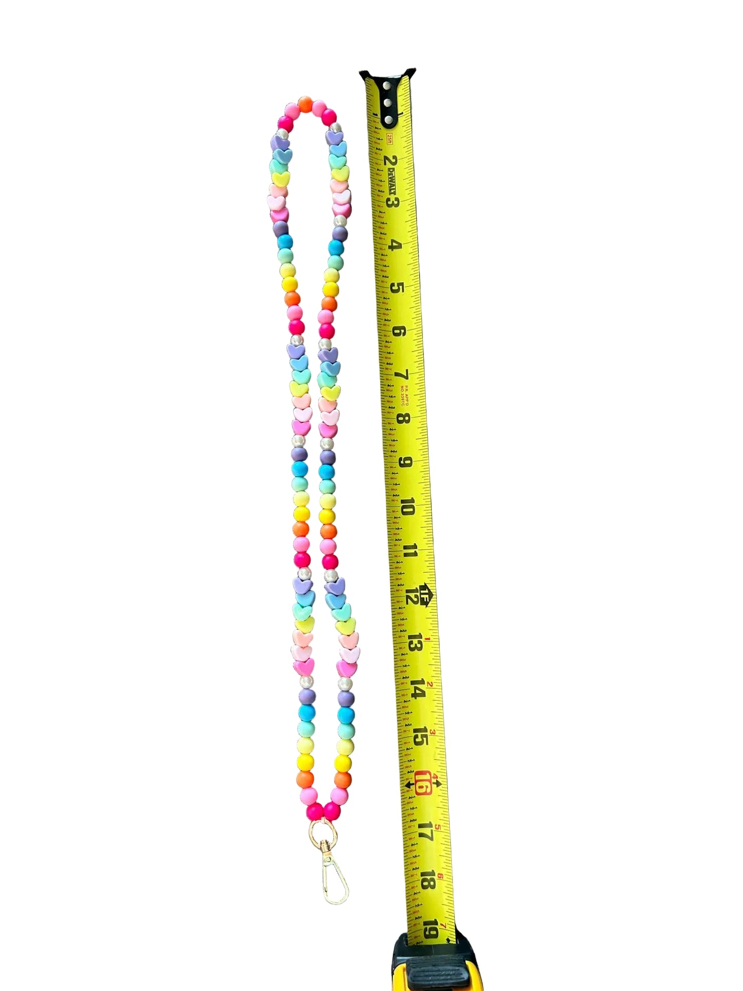 Colorful Beaded Teacher Lanyard with Hearts