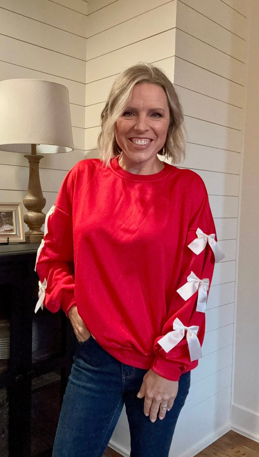 Christmas Bow Sleeve Sweatshirt
