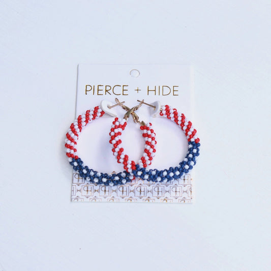 American Flag Beaded Hoops