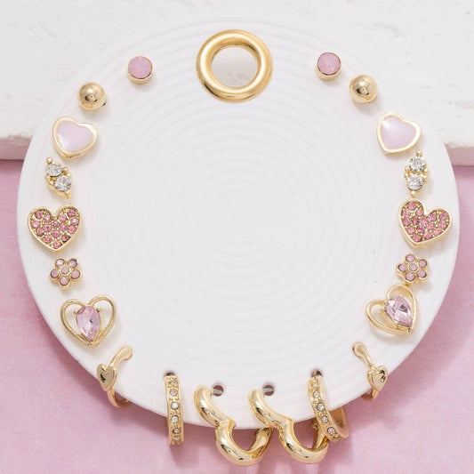Mini Hearts Earrings Set (10 pairs)