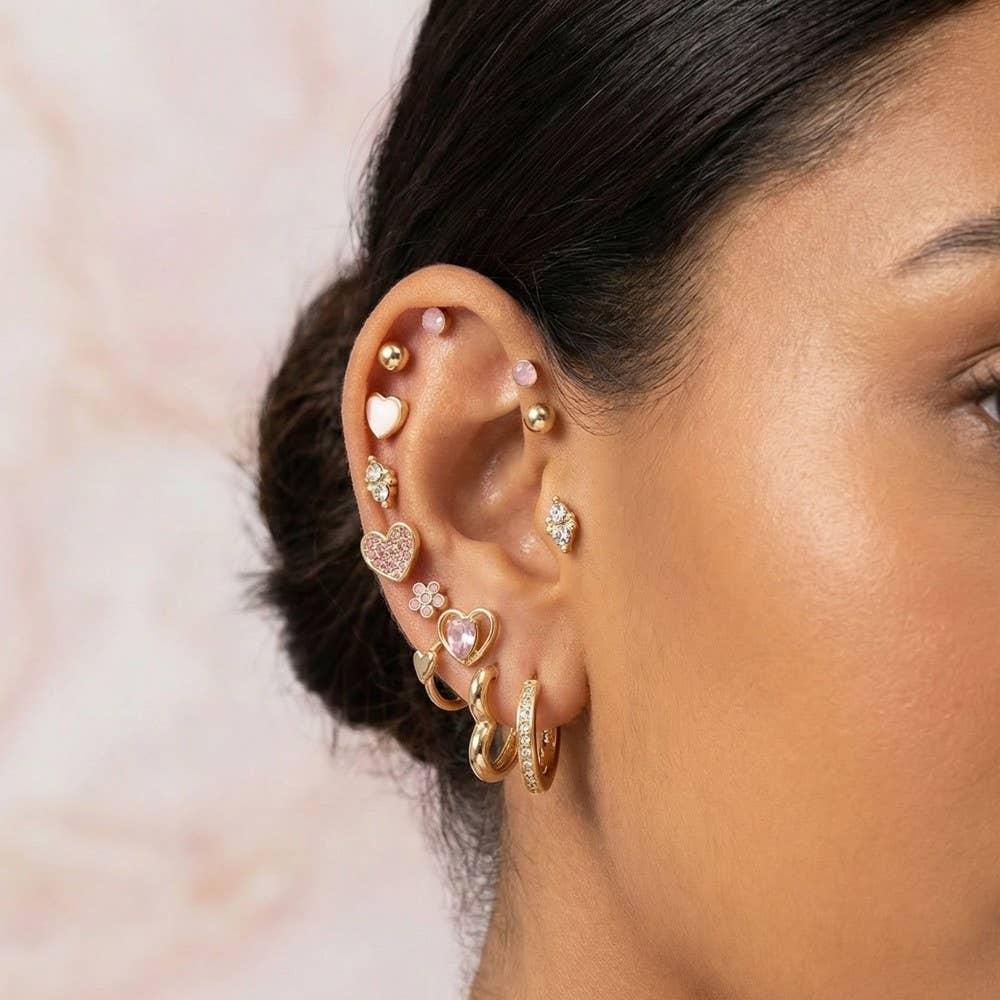 Mini Hearts Earrings Set (10 pairs)