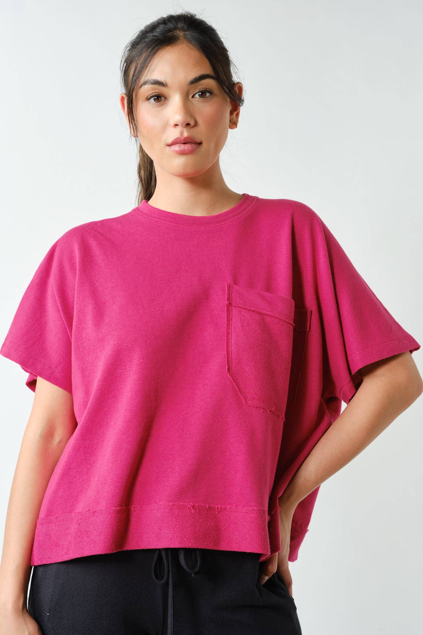 Offset Raw Edge Pocket Tee