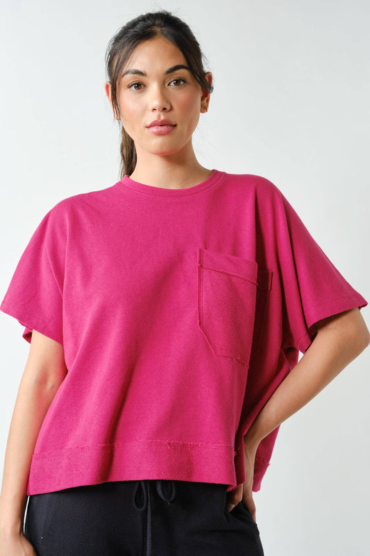 Offset Raw Edge Pocket Tee