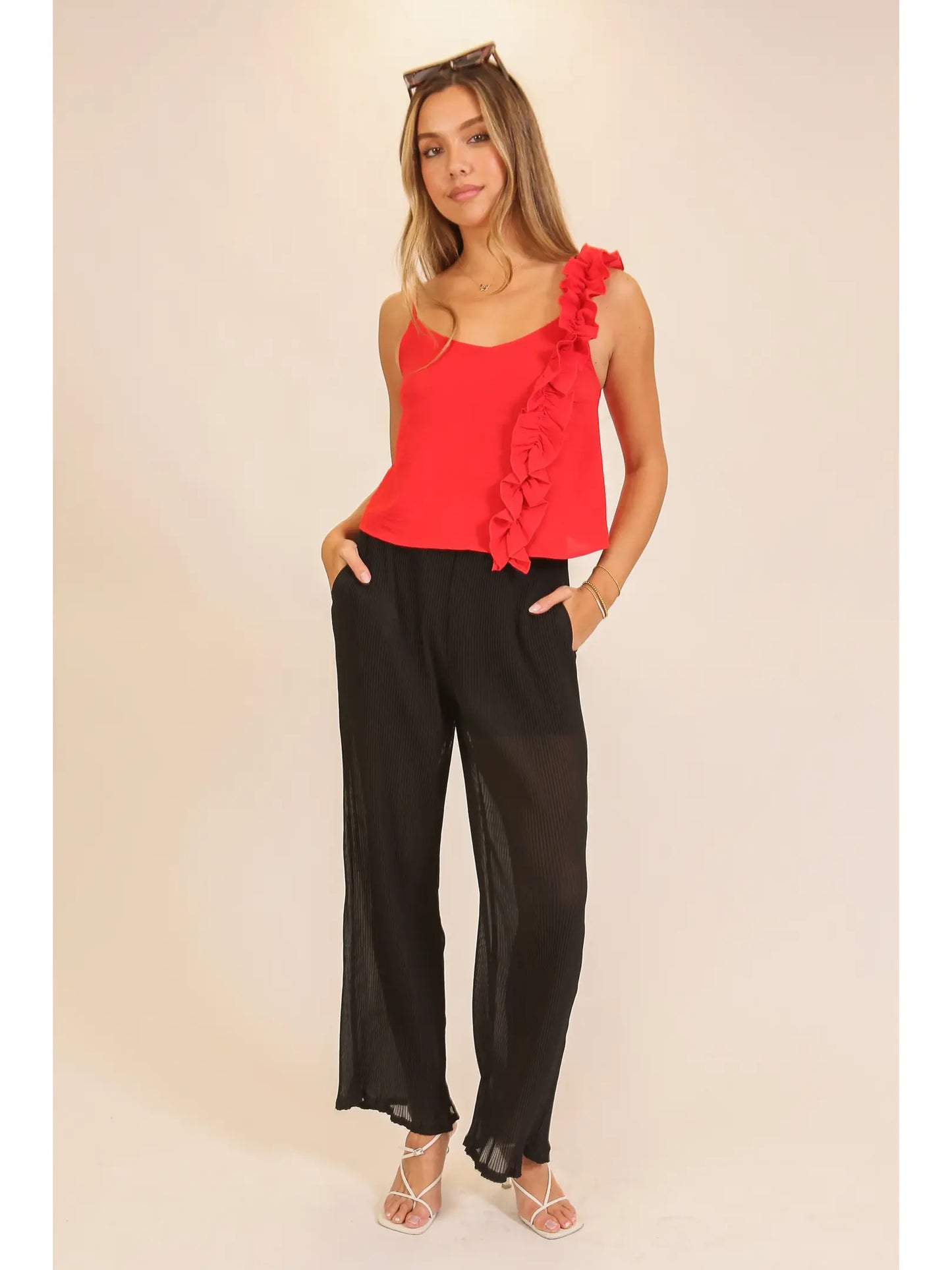 Flutter Me Away Ruffle Tank
