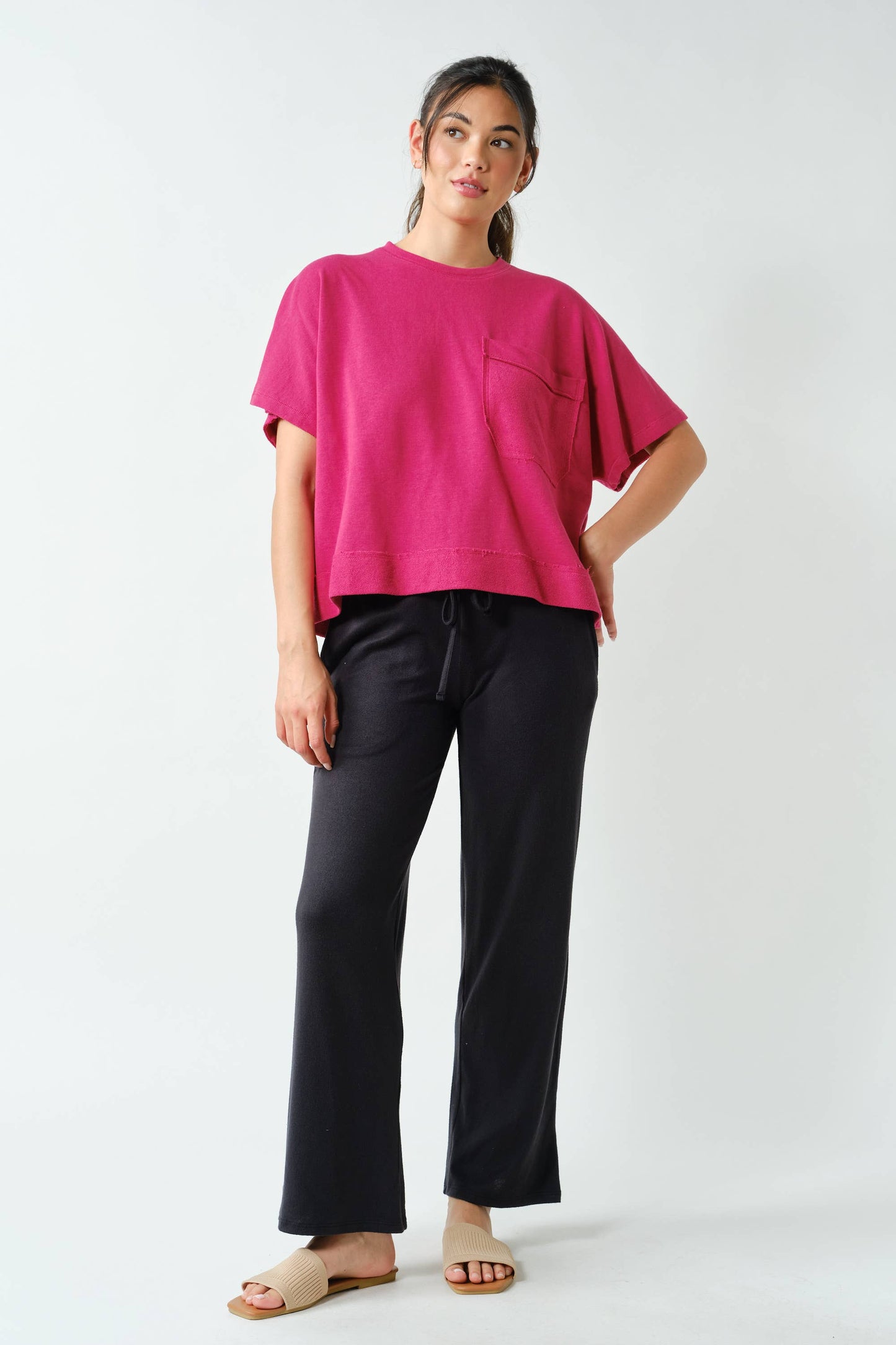 Offset Raw Edge Pocket Tee