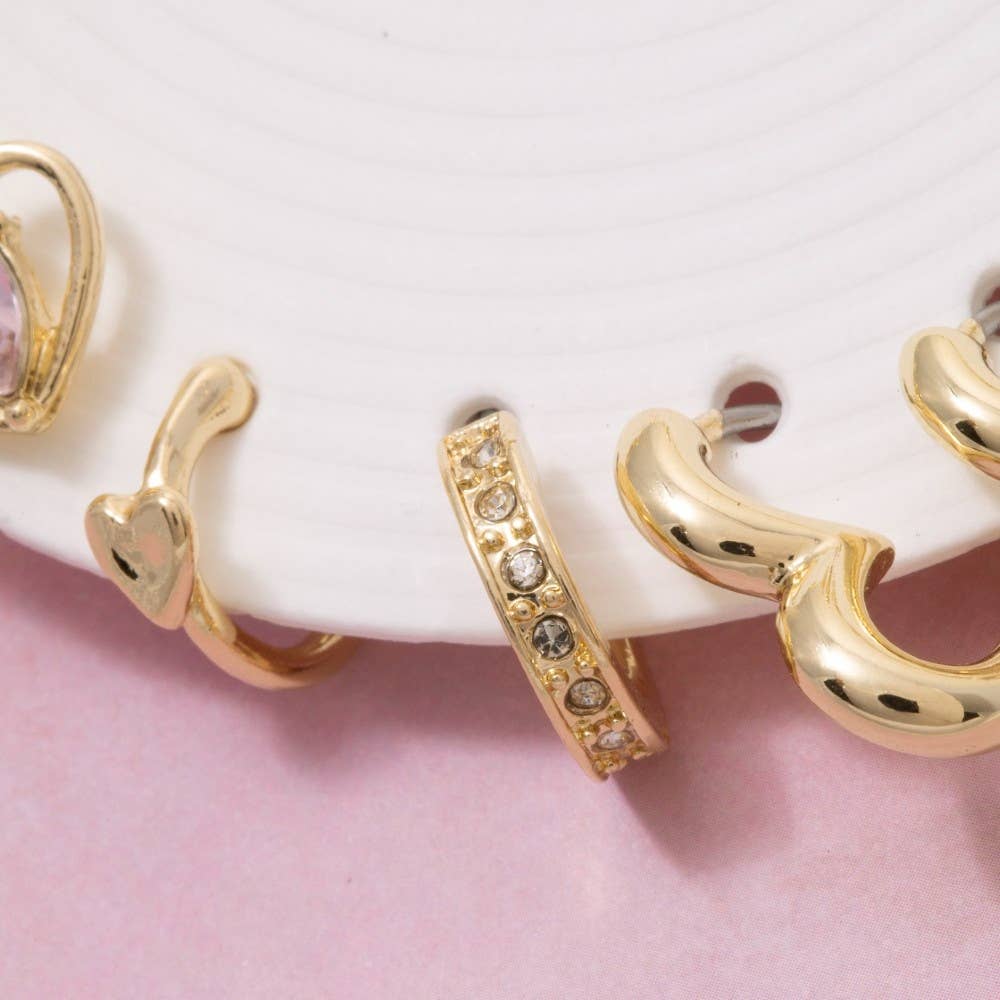 Mini Hearts Earrings Set (10 pairs)