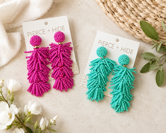 Beaded Tiered Tassel Earrings