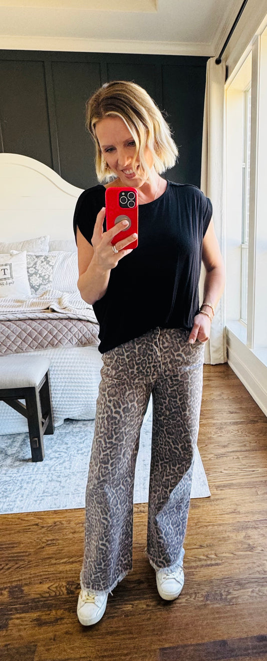 Leopard Wide Leg Jeans