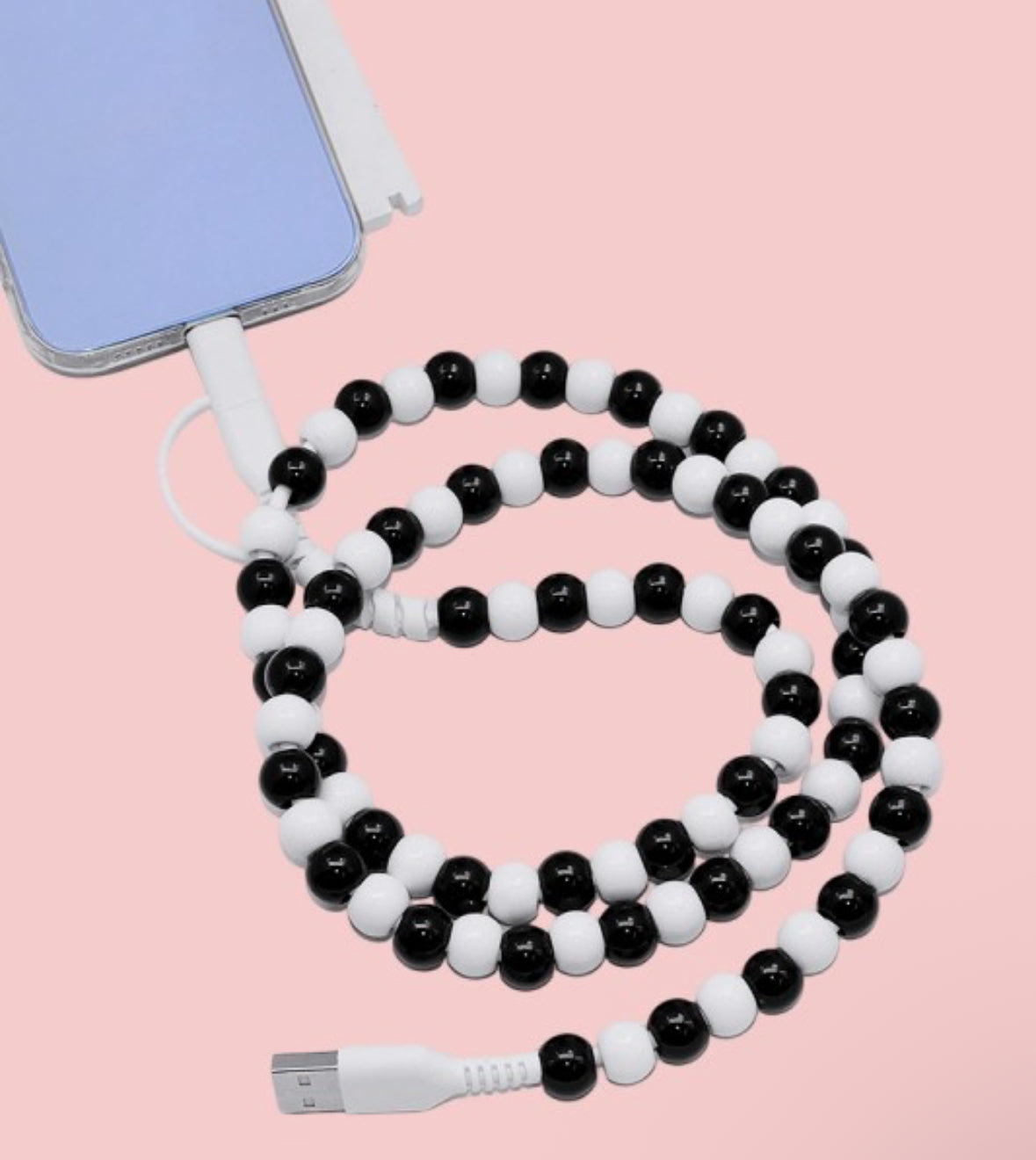 Beaded Phone Charger with Lightning & USB-C Cable