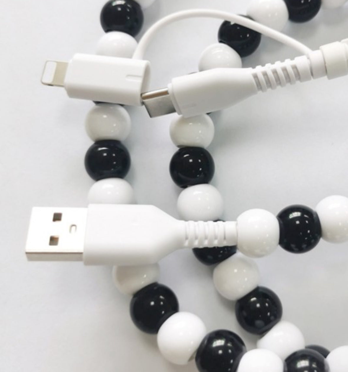 Beaded Phone Charger with Lightning & USB-C Cable