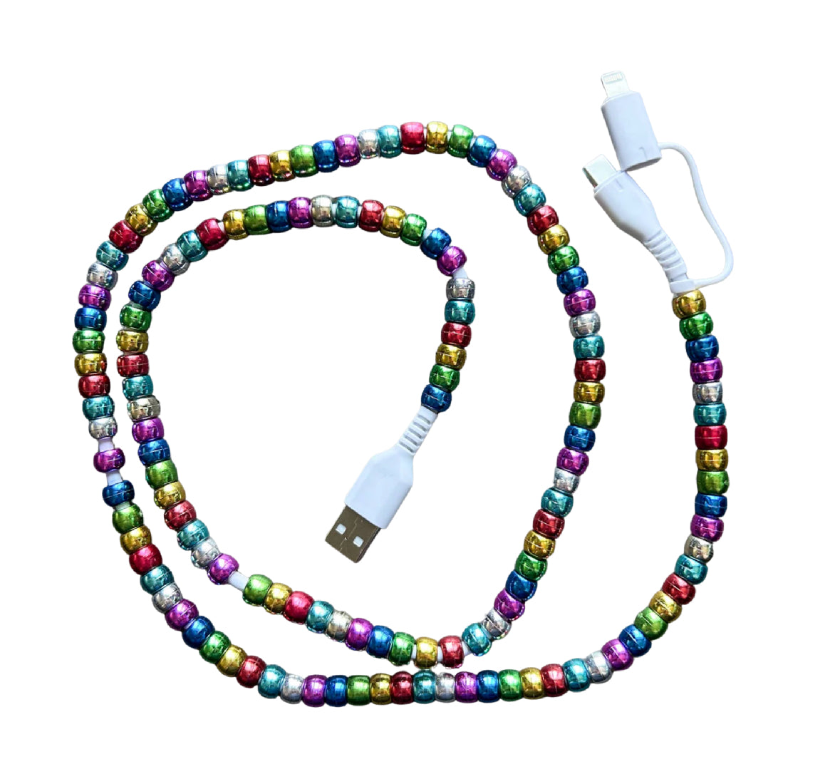 Beaded Phone Charger with Lightning & USB-C Cable
