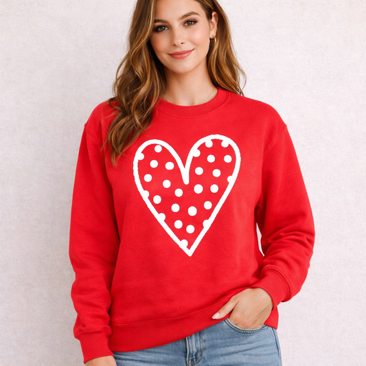Valentine Polkadot Heart Sweatshirt