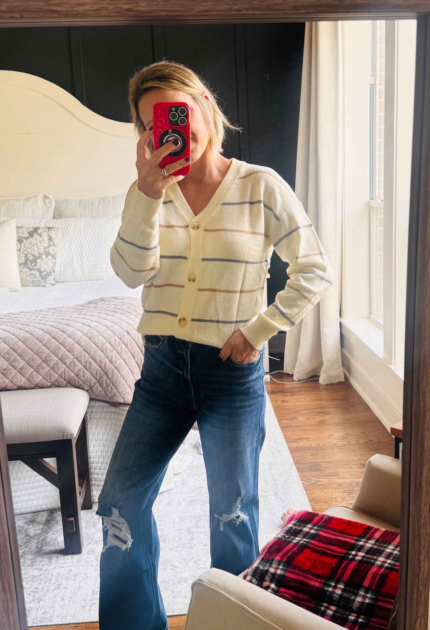 Preppy Striped Cardigan