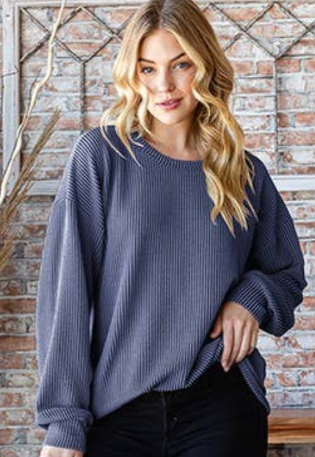 Navy Ribbed Pullover