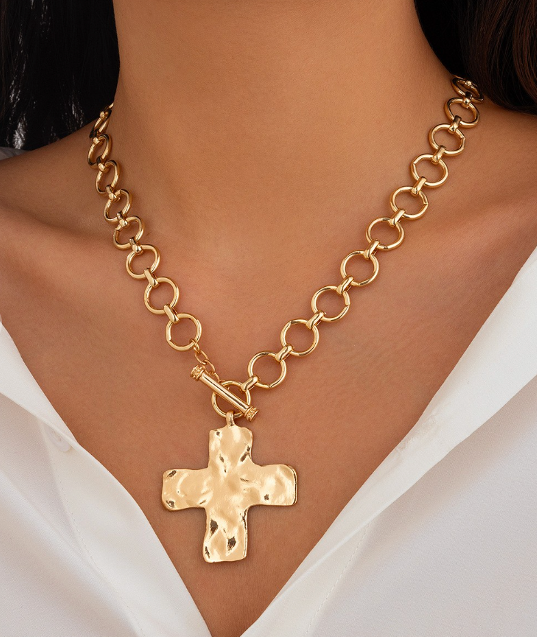Hammered Cross Necklace