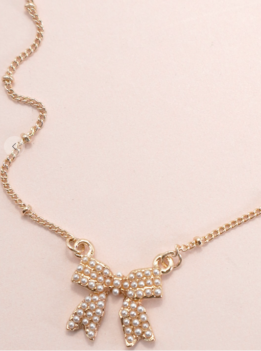 Pearl Bow Necklace