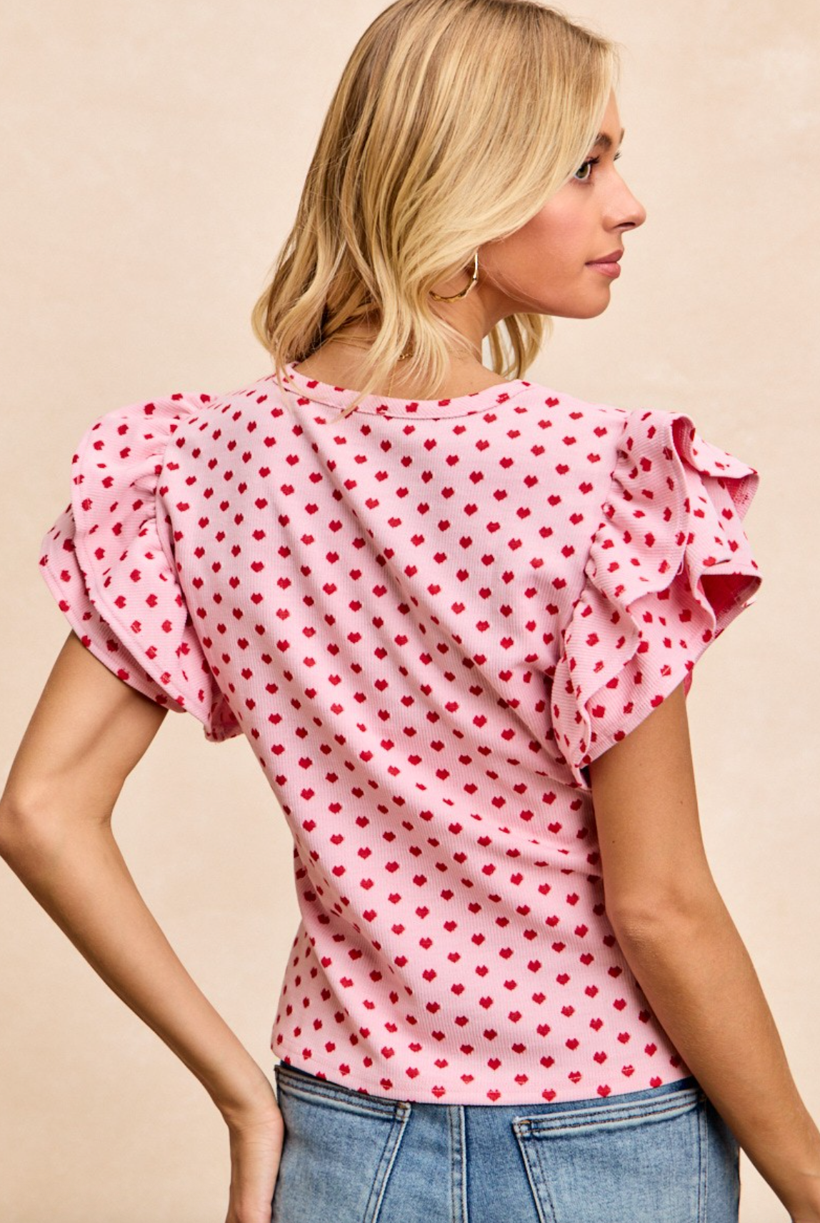 Pink Heart Ruffle Top (PREORDER)