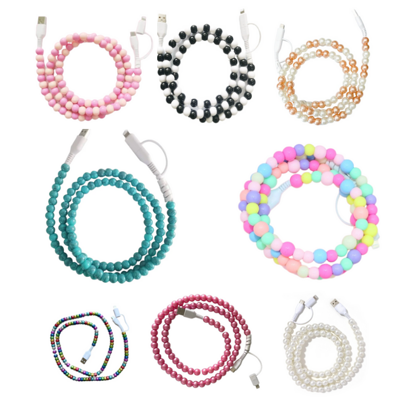 Beaded Phone Charger with Lightning & USB-C Cable