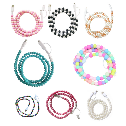 Beaded Phone Charger with Lightning & USB-C Cable