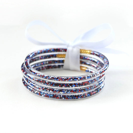 Americana Patriotic Confetti Tube Bracelet Set
