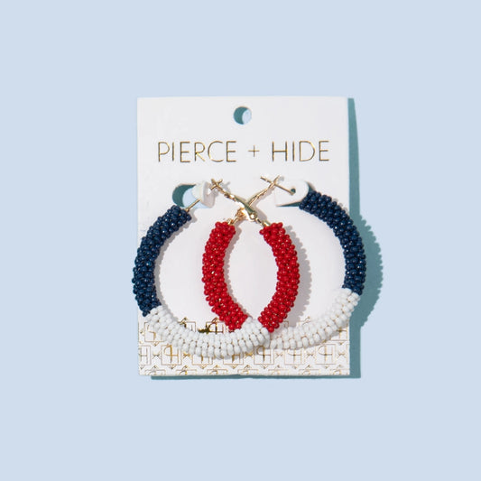 Red, White & Blue Beaded Hoops