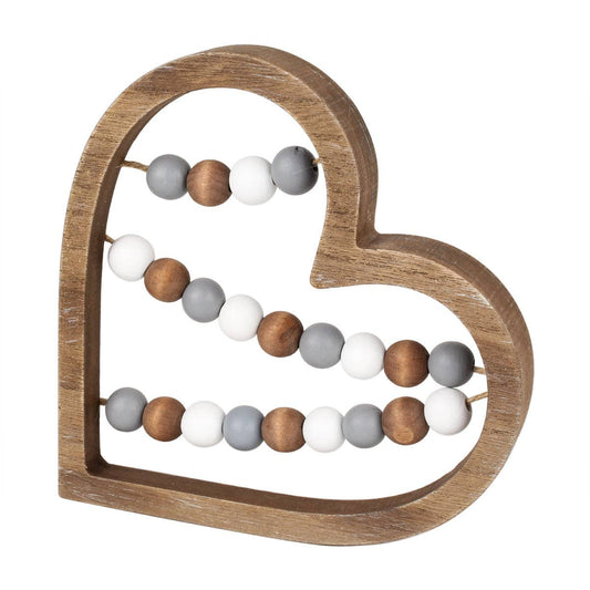 Beaded Heart Wood Decor (FINAL SALE)
