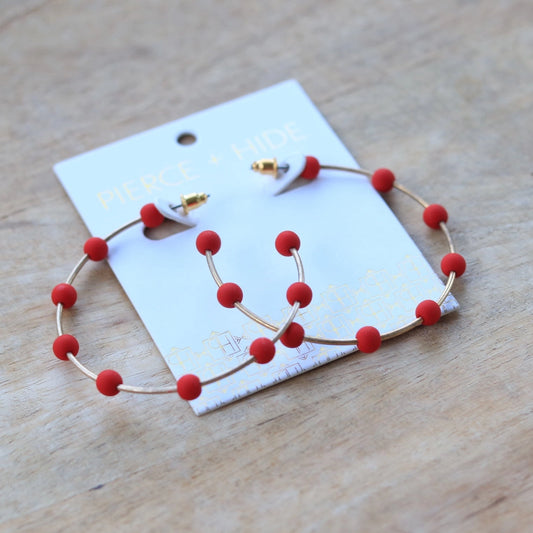 Red & Gold Bead Hoops
