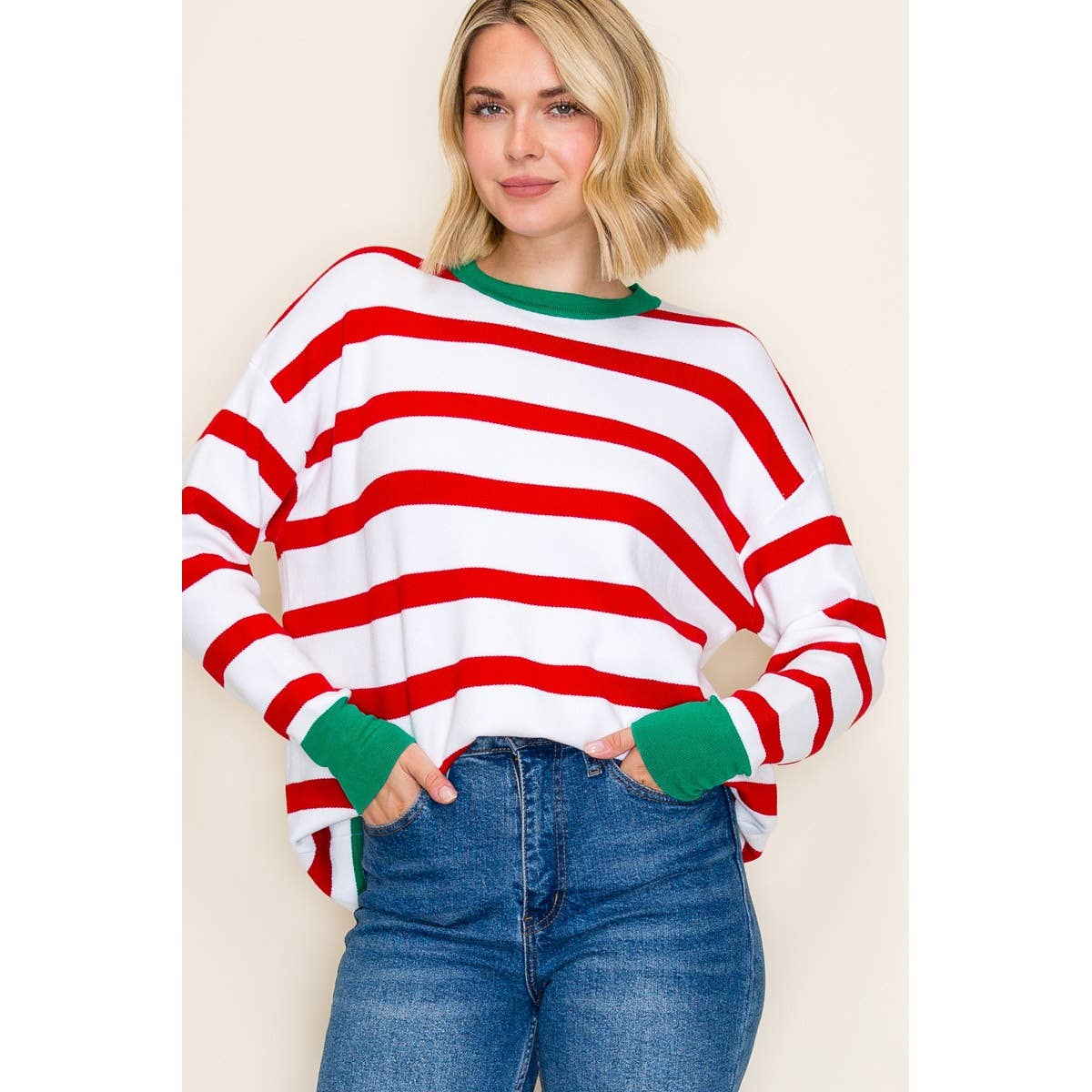 Candy Cane Striped Christmas Sweater